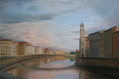 Pise et  l'Arno après la pluie - 2004 - Huile sur toile