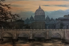 Rome le Tibre et le Vatican - 2005 - Huile sur toile  - 10P	55*38