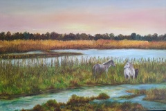 Un soir en Camargue - 2021 -  Huile sur toile - 81*54 - 25M