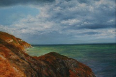 Rayon de soleil sur les falaises du Cotentin - 2008 - Huile sur toile - 8P	  46*33