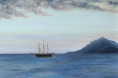 3 mas au couchant dans la baie de Cannes - Huile sur toile