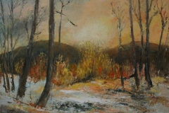 Aurore sur paysage de neige - 2020 - 10 F - 55*46 - Huile sur toile