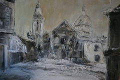 Montmartre sous la neige - 2020 - 10 P  - 55*38 - Huile sur toile